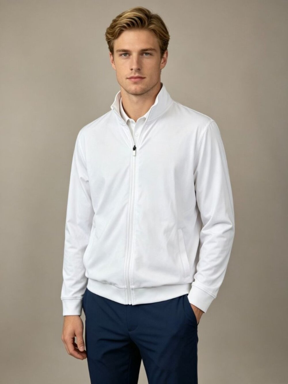 NWOT Redvanly Mens Golf Full Zip White Jacket Stretch Size XL